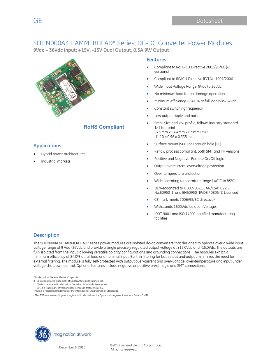 GE Industrial Solutions SHHN000A3 HAMMERHEAD Series User Manual | 16 pages