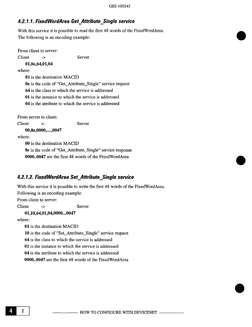 Full, Fixedwordarea get_attribute single service, Fixedwordarea set_attribute single service | GE Industrial Solutions OKCV3000CN DeviceNet User Manual | Page 20 / 64