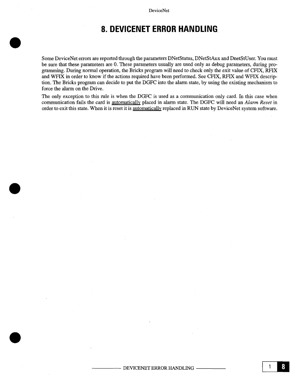 Lila, Devicenet error handling | GE Industrial Solutions OKCV3000CN DeviceNet User Manual | Page 43 / 64