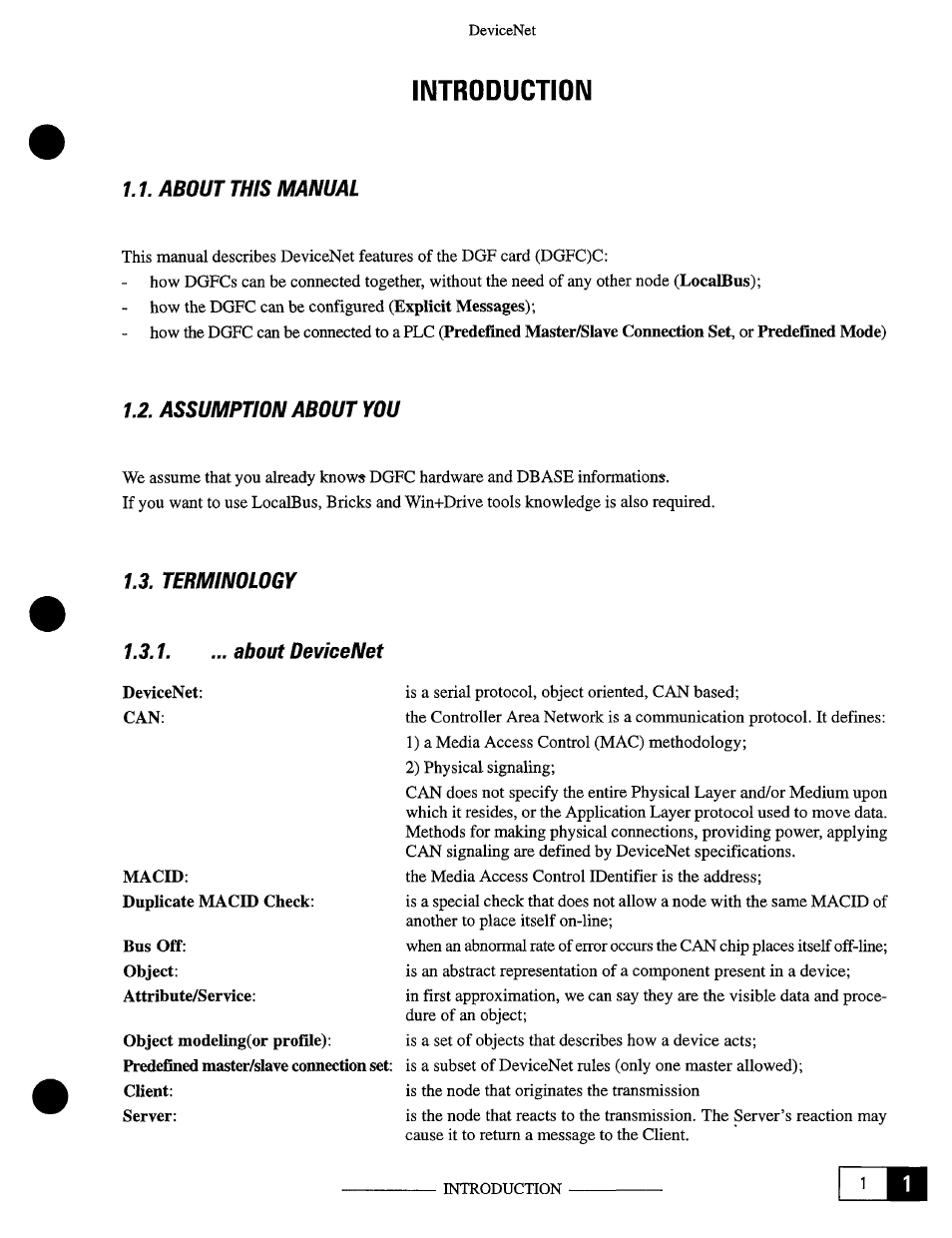 Kiln, Introduction, About this manual | Assumption about you, Terminology 1.3.1, About devicenet | GE Industrial Solutions OKCV3000CN DeviceNet User Manual | Page 7 / 64