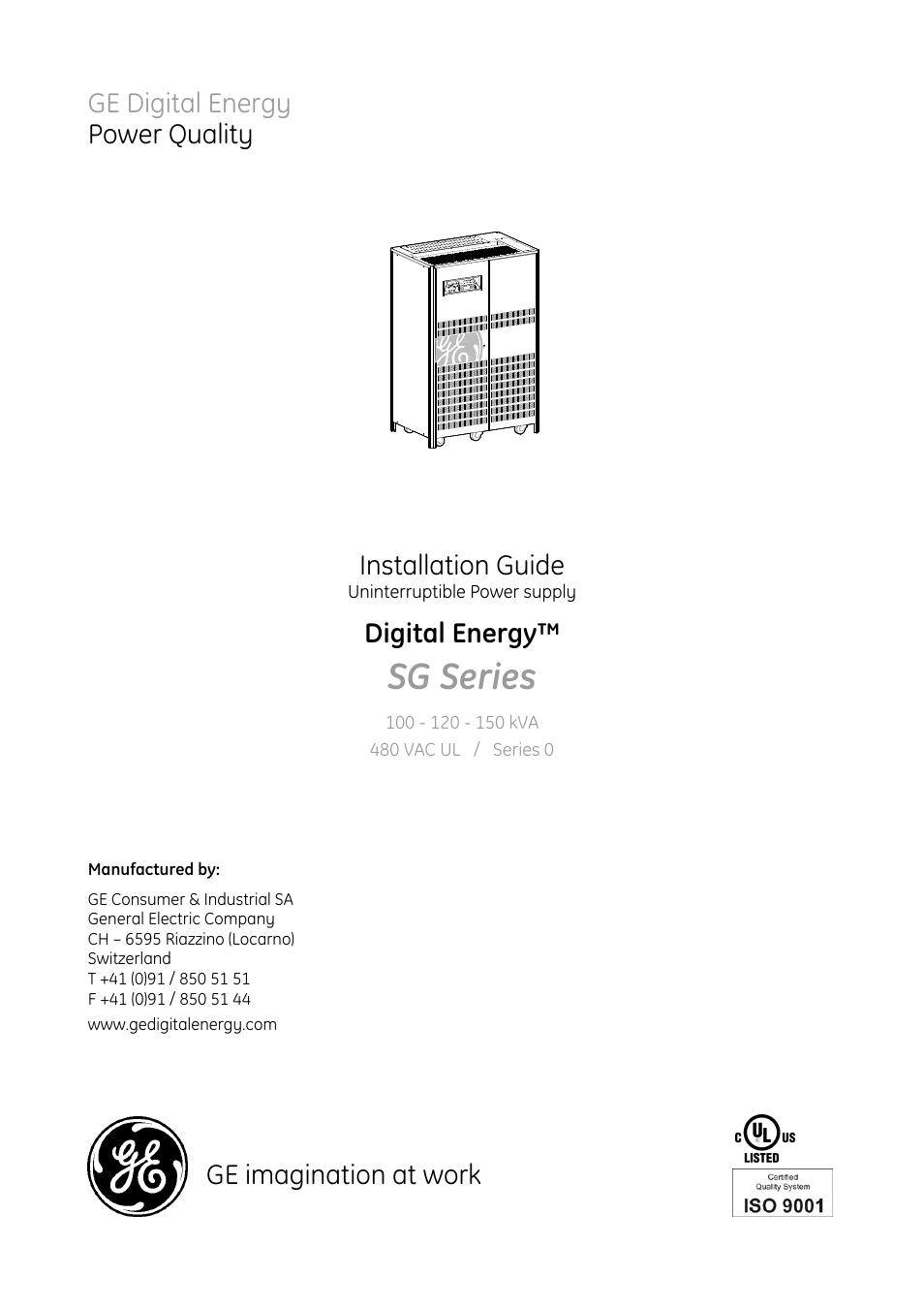 GE Industrial Solutions SG Series 100 – 120 – 150 kVA Installation Guide User Manual | 37 pages