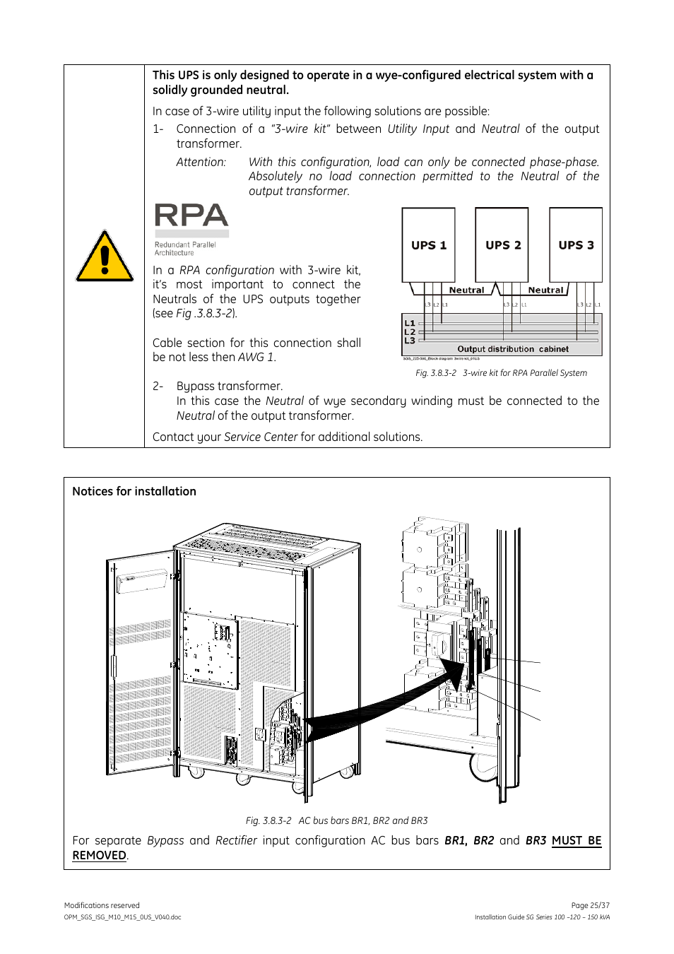 GE Industrial Solutions SG Series 100 – 120 – 150 kVA Installation Guide User Manual | Page 25 / 37