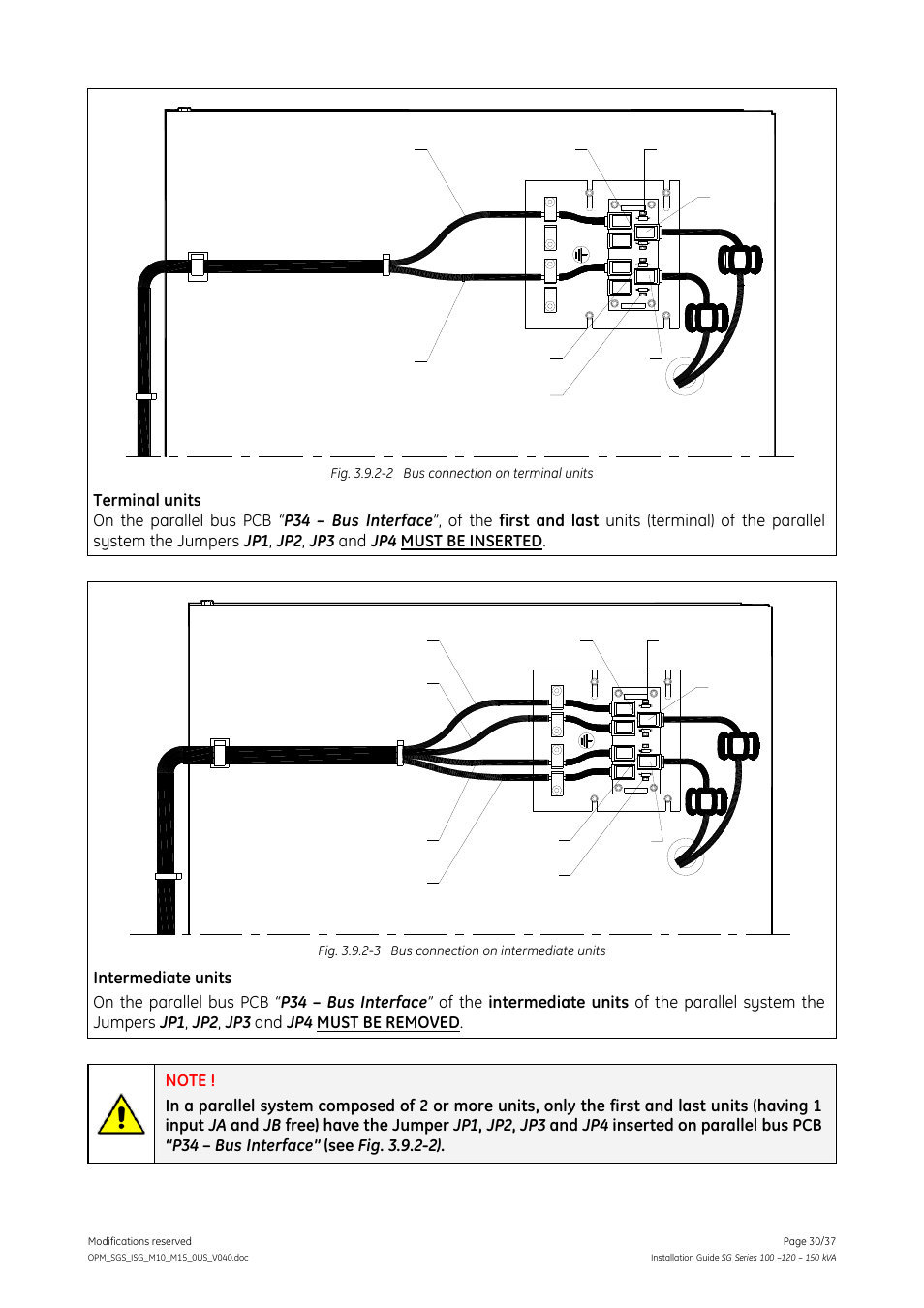 Jb2 ja2, Ja jb | GE Industrial Solutions SG Series 100 – 120 – 150 kVA Installation Guide User Manual | Page 30 / 37