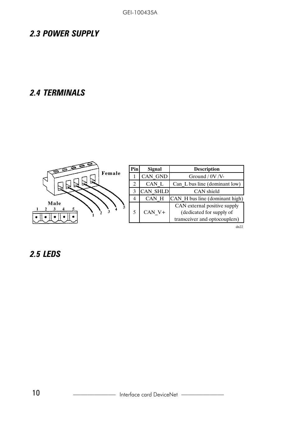 3 power supply, 4 terminals, 5 leds | 4 terminals 2.5 leds 2.6 technical specification | GE Industrial Solutions 6KCV301DNET User Manual | Page 10 / 36