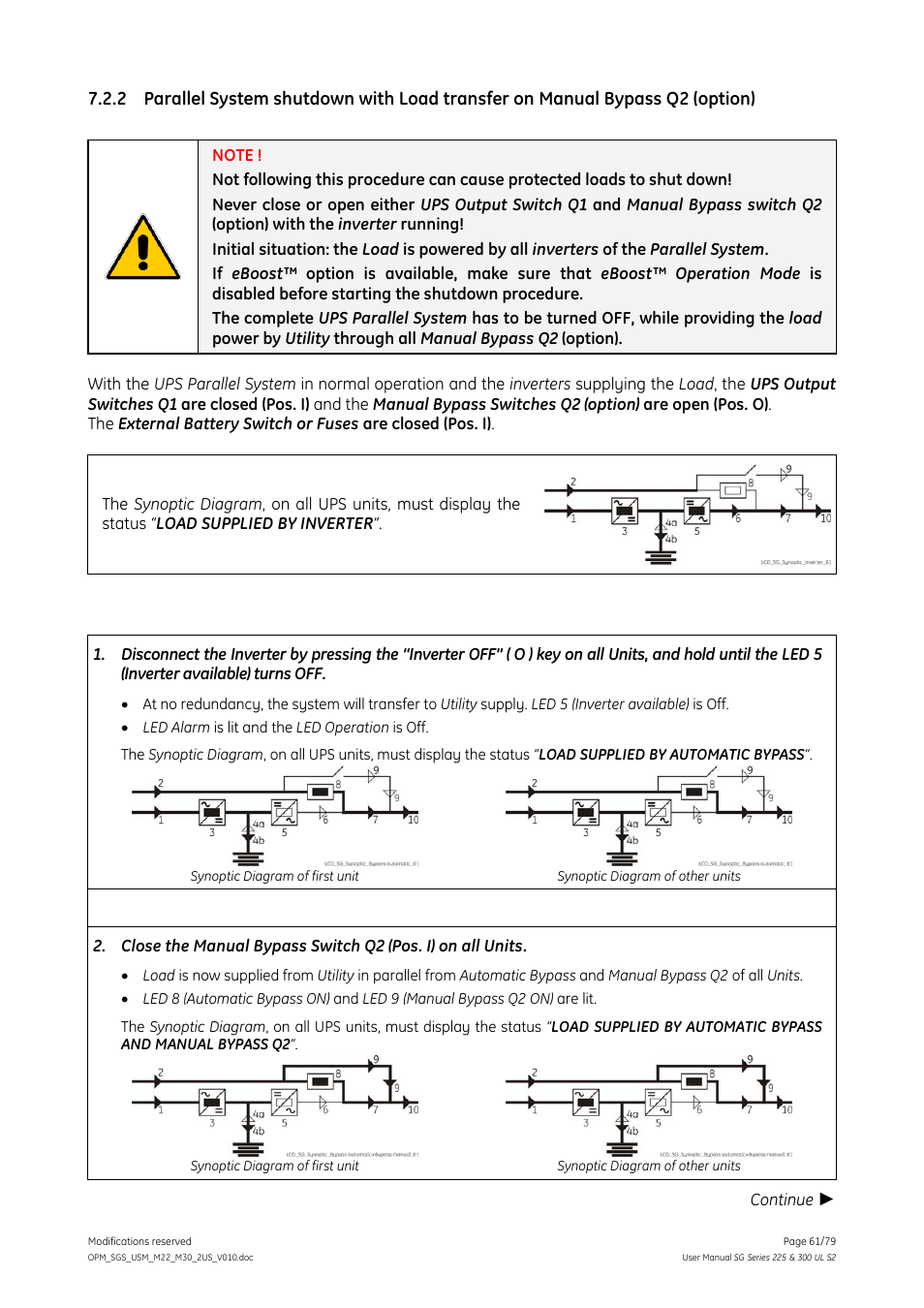 GE Industrial Solutions SG Series 225 & 300 Operating Manual User Manual | Page 61 / 79