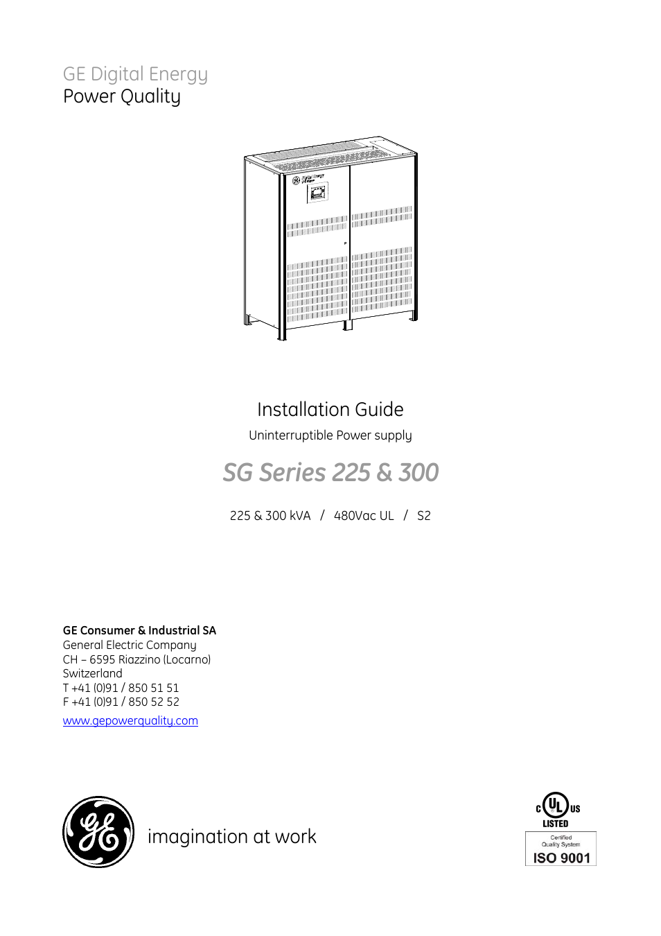 GE Industrial Solutions SG Series 225 & 300 Installation Guide User Manual | 40 pages