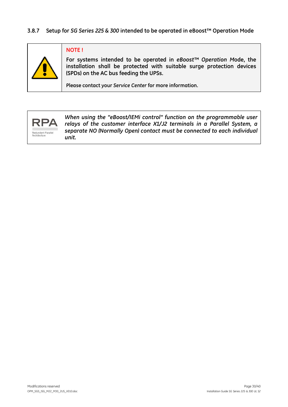 GE Industrial Solutions SG Series 225 & 300 Installation Guide User Manual | Page 30 / 40
