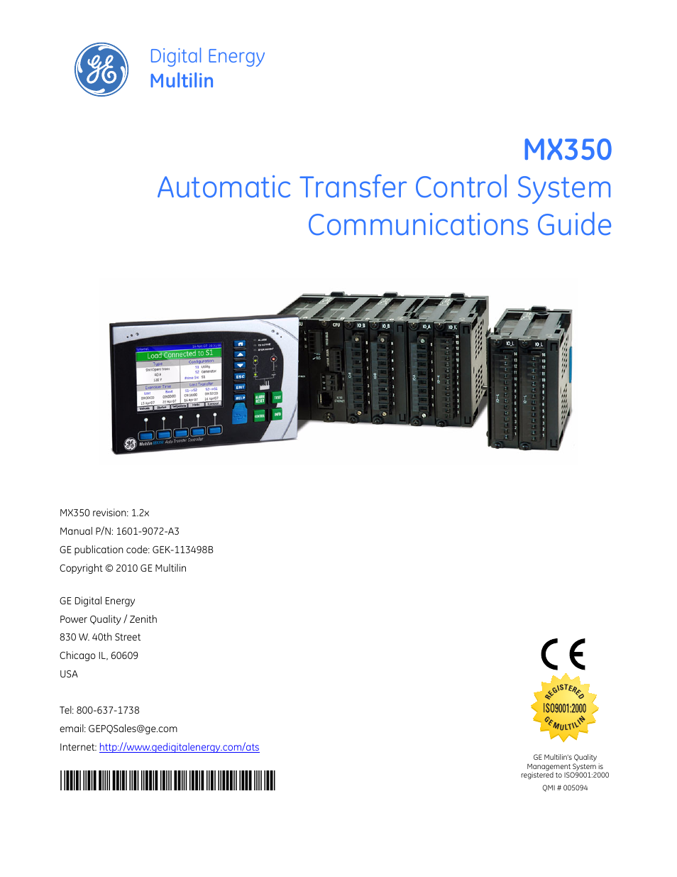GE Industrial Solutions MX350 Communications Guide User Manual | 70 pages