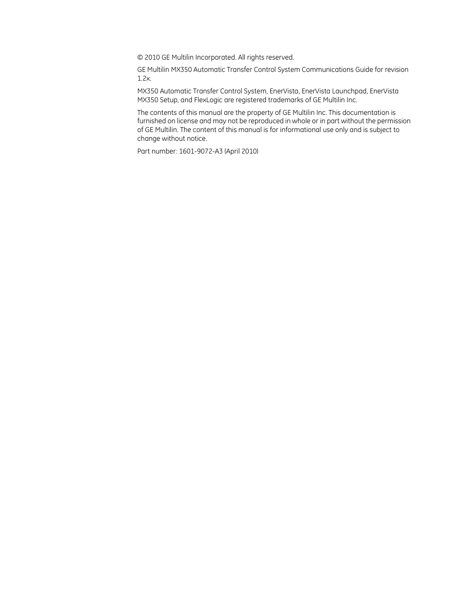 GE Industrial Solutions MX350 Communications Guide User Manual | Page 2 / 70