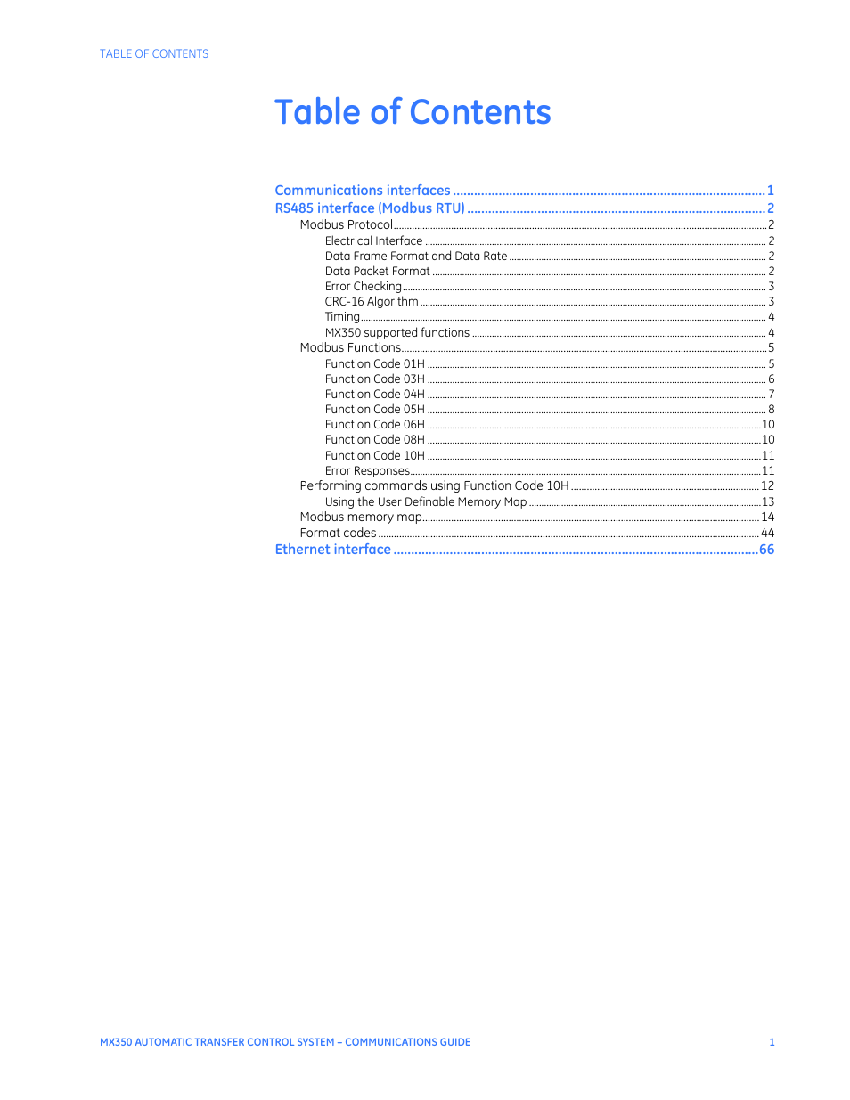 GE Industrial Solutions MX350 Communications Guide User Manual | Page 3 / 70