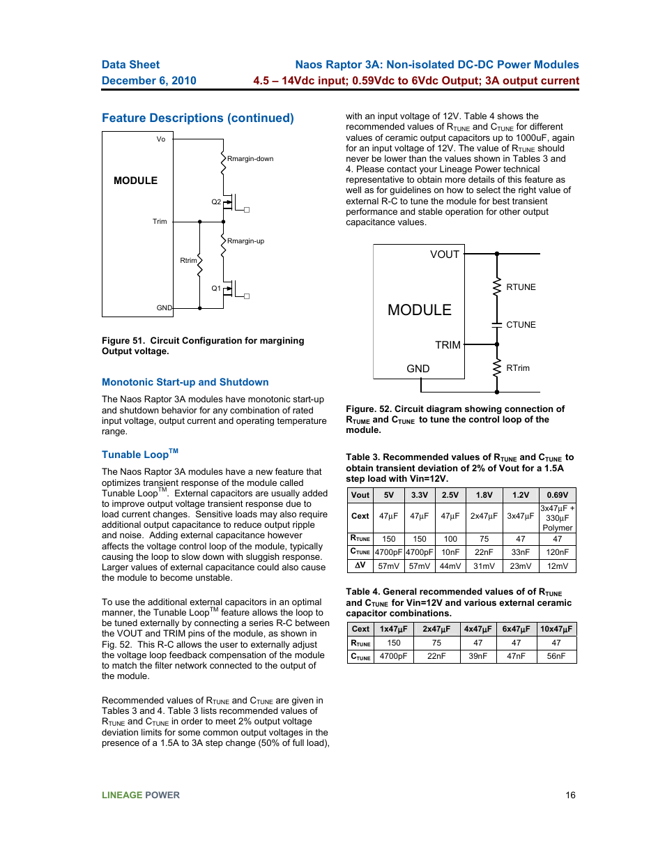 Module, Feature descriptions (continued) | GE Industrial Solutions Naos Raptor 3A User Manual | Page 16 / 20