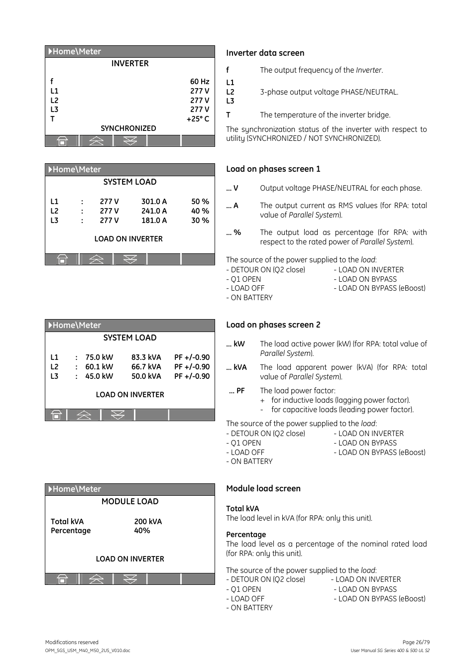 GE Industrial Solutions SG Series 400 & 500 Operating Manual User Manual | Page 26 / 79