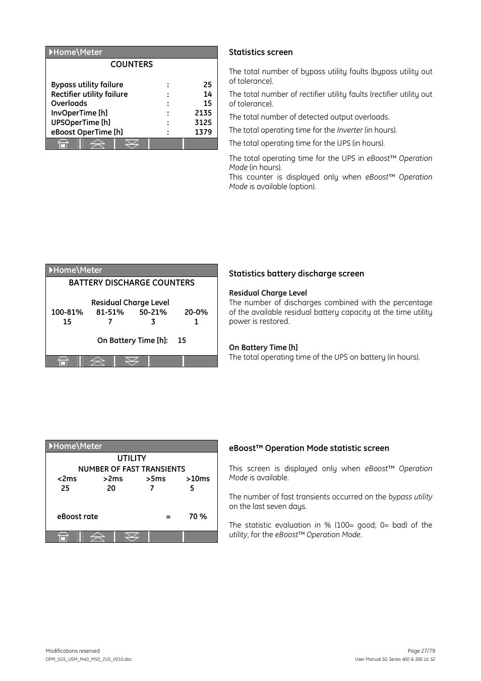 GE Industrial Solutions SG Series 400 & 500 Operating Manual User Manual | Page 27 / 79