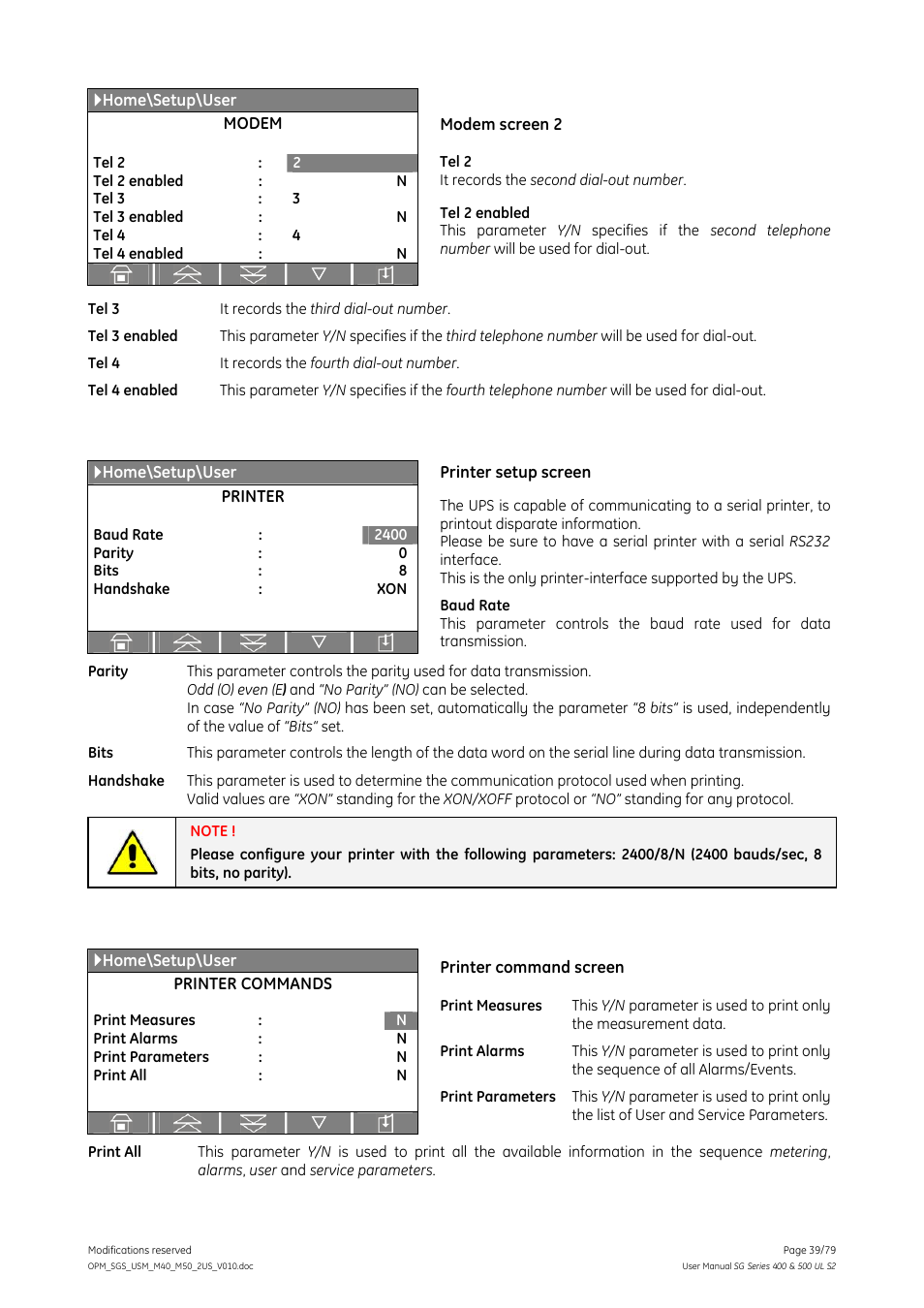 GE Industrial Solutions SG Series 400 & 500 Operating Manual User Manual | Page 39 / 79