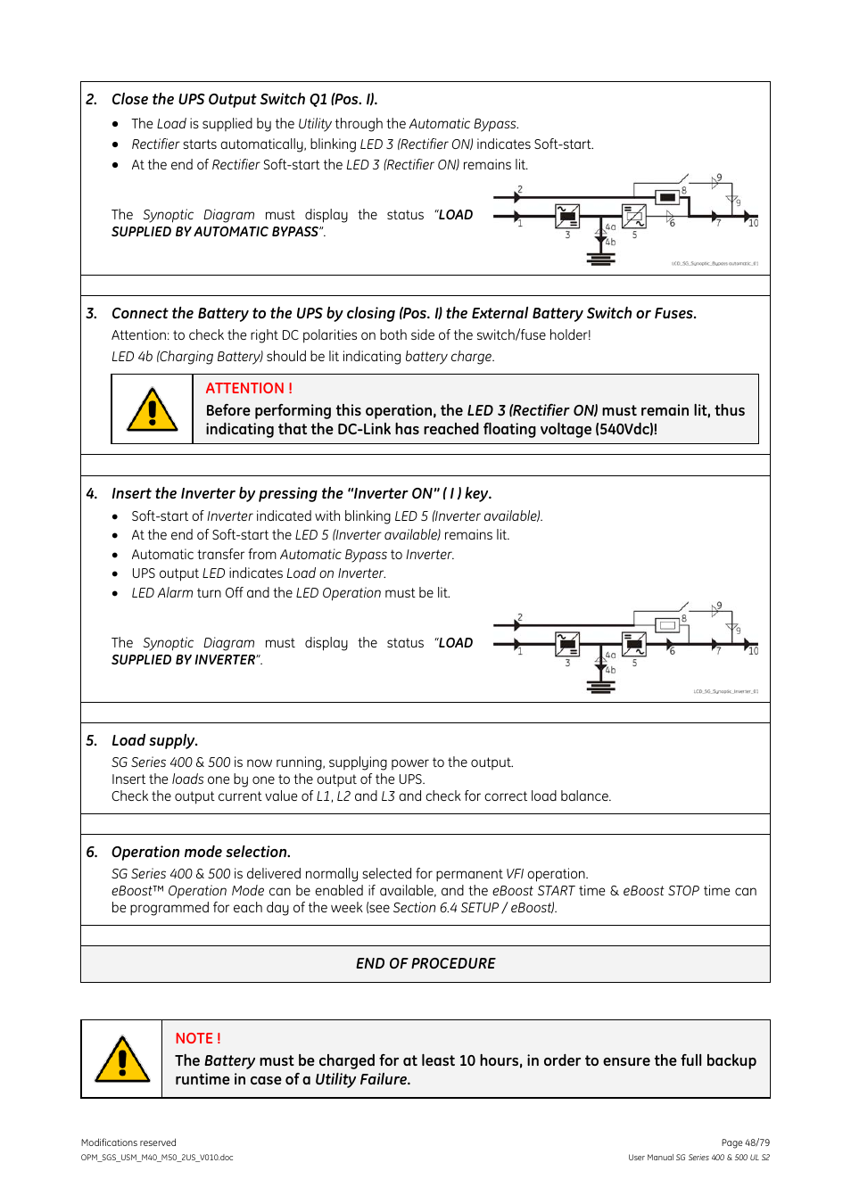 GE Industrial Solutions SG Series 400 & 500 Operating Manual User Manual | Page 48 / 79