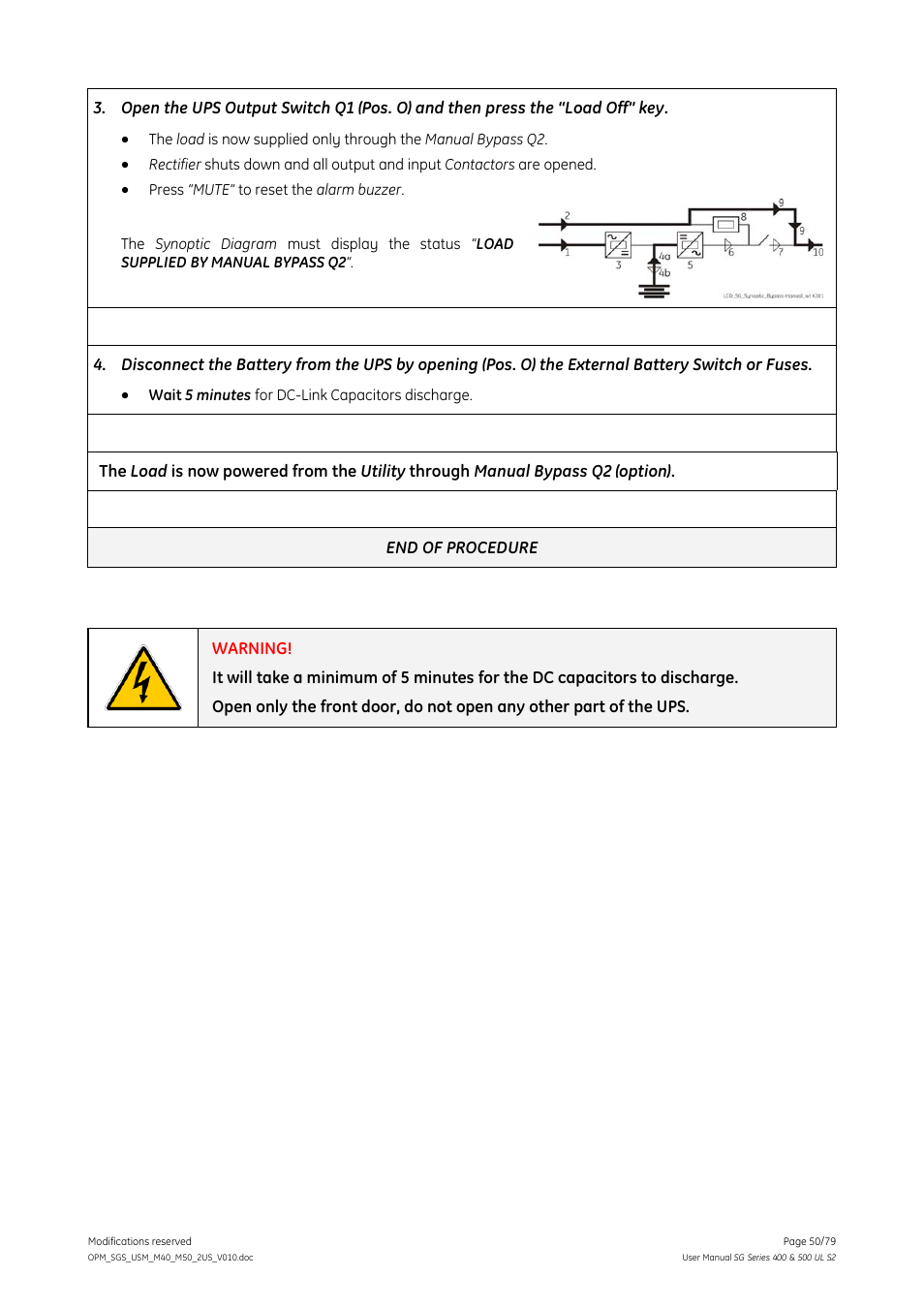 GE Industrial Solutions SG Series 400 & 500 Operating Manual User Manual | Page 50 / 79