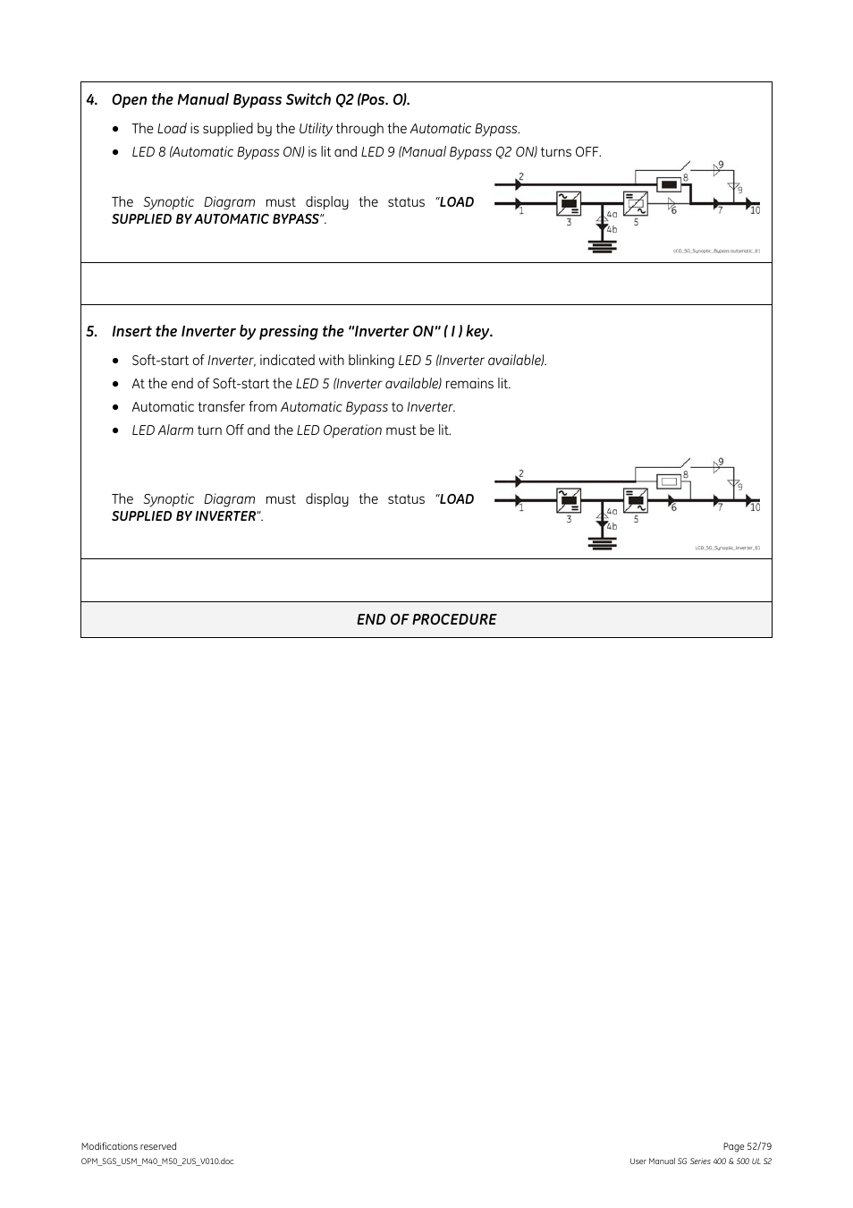 GE Industrial Solutions SG Series 400 & 500 Operating Manual User Manual | Page 52 / 79