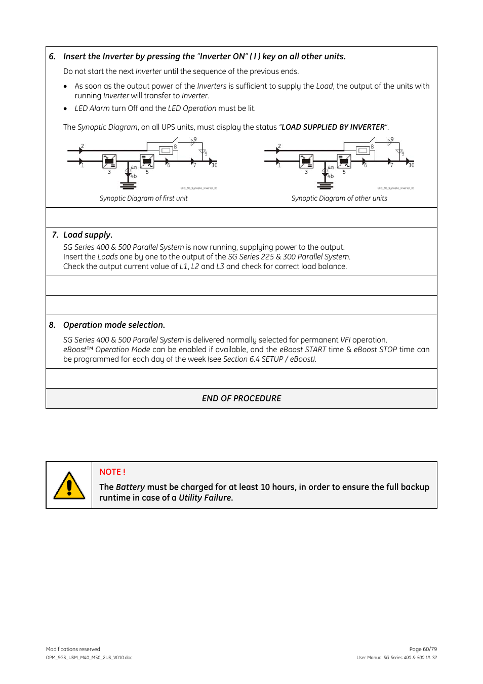 GE Industrial Solutions SG Series 400 & 500 Operating Manual User Manual | Page 60 / 79