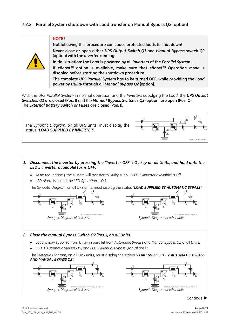 GE Industrial Solutions SG Series 400 & 500 Operating Manual User Manual | Page 61 / 79