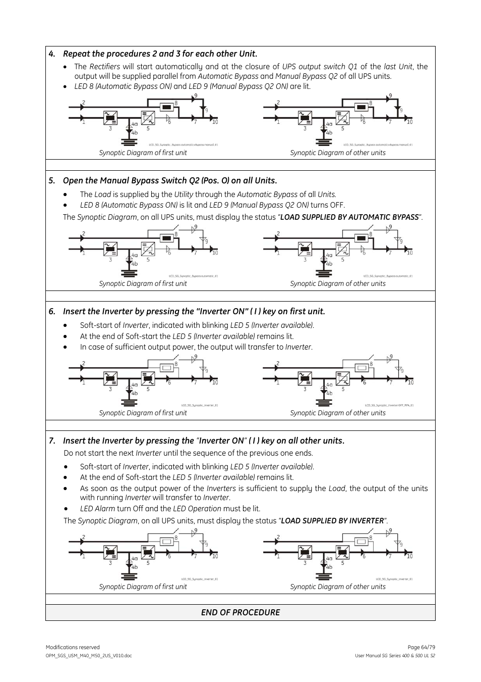 GE Industrial Solutions SG Series 400 & 500 Operating Manual User Manual | Page 64 / 79