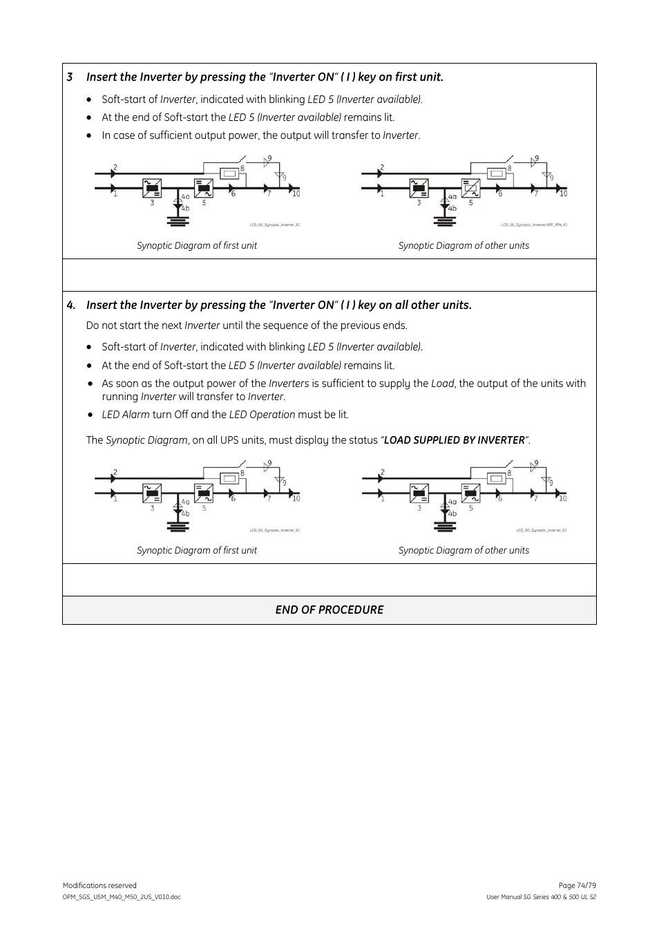 GE Industrial Solutions SG Series 400 & 500 Operating Manual User Manual | Page 74 / 79