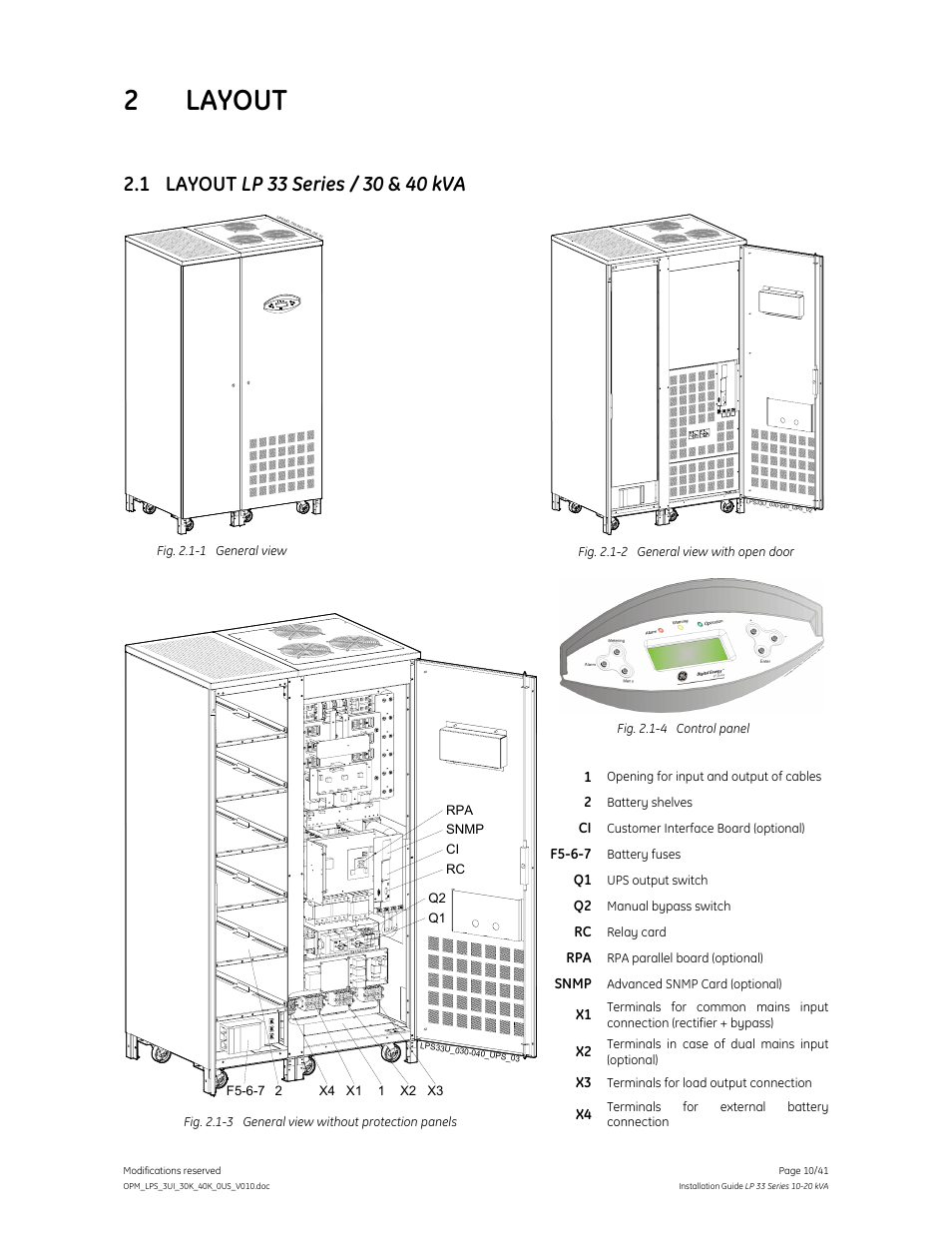 2 layout | GE Industrial Solutions LP 33 Series 30 & 40 kVA Installation Guide User Manual | Page 10 / 41