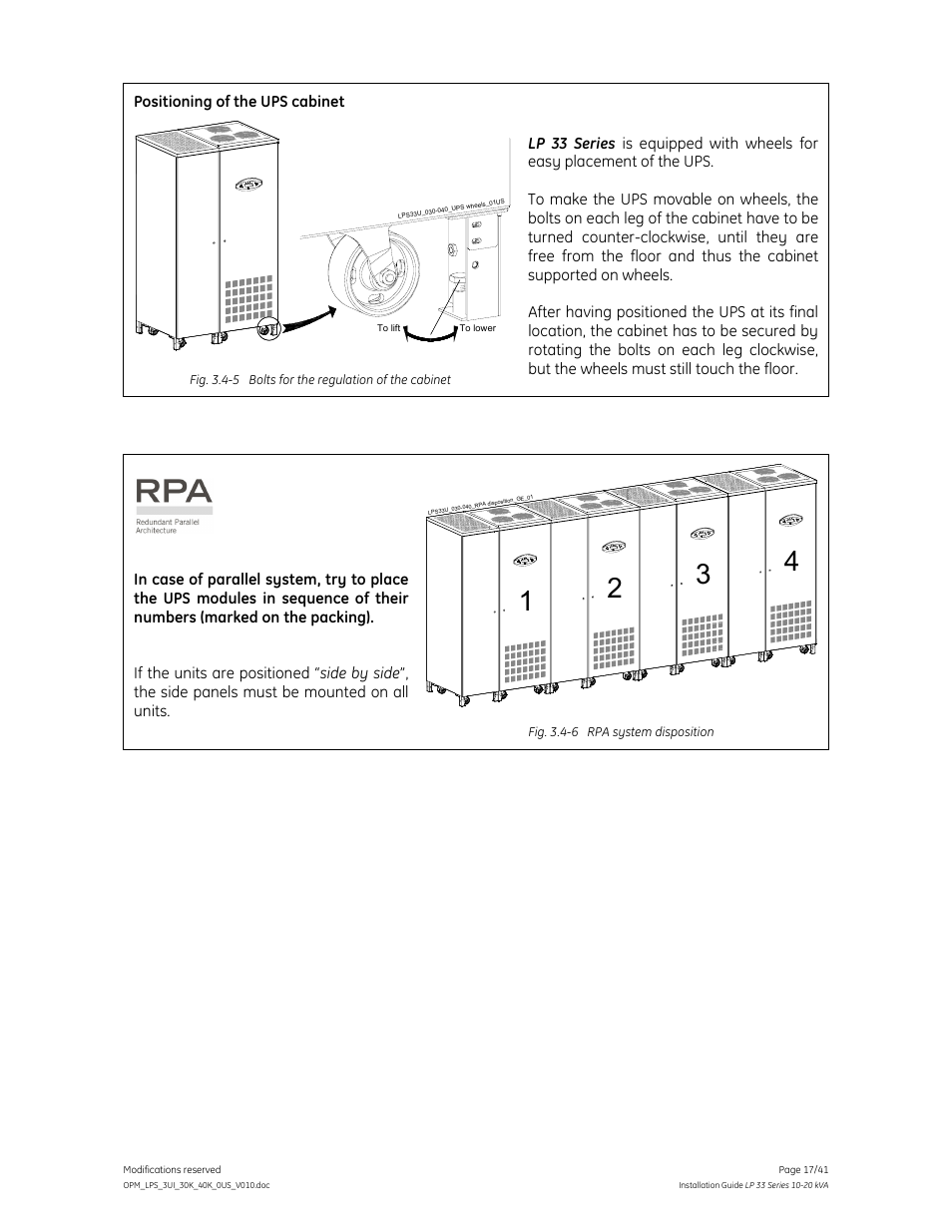GE Industrial Solutions LP 33 Series 30 & 40 kVA Installation Guide User Manual | Page 17 / 41