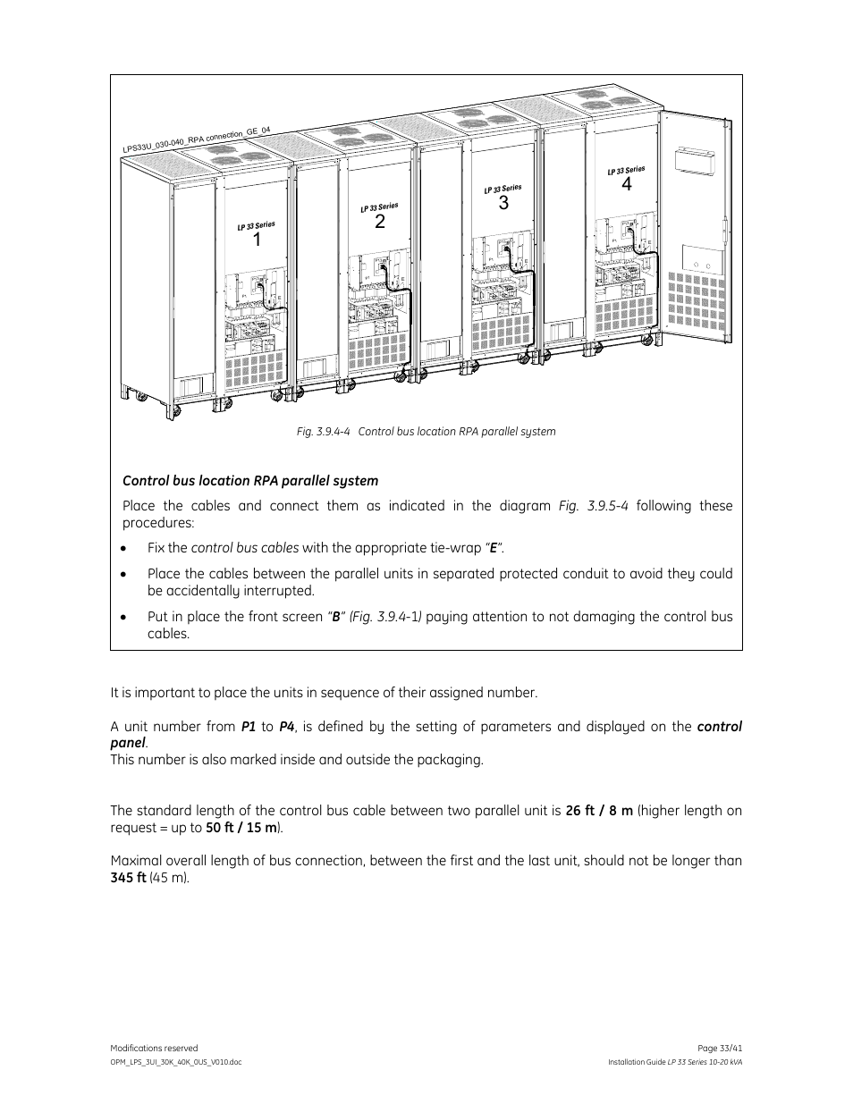 GE Industrial Solutions LP 33 Series 30 & 40 kVA Installation Guide User Manual | Page 33 / 41