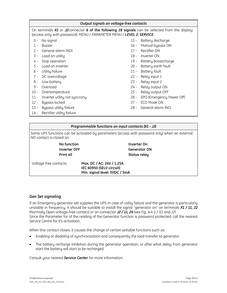 GE Industrial Solutions LP 33 Series 30 & 40 kVA Installation Guide User Manual | Page 39 / 41