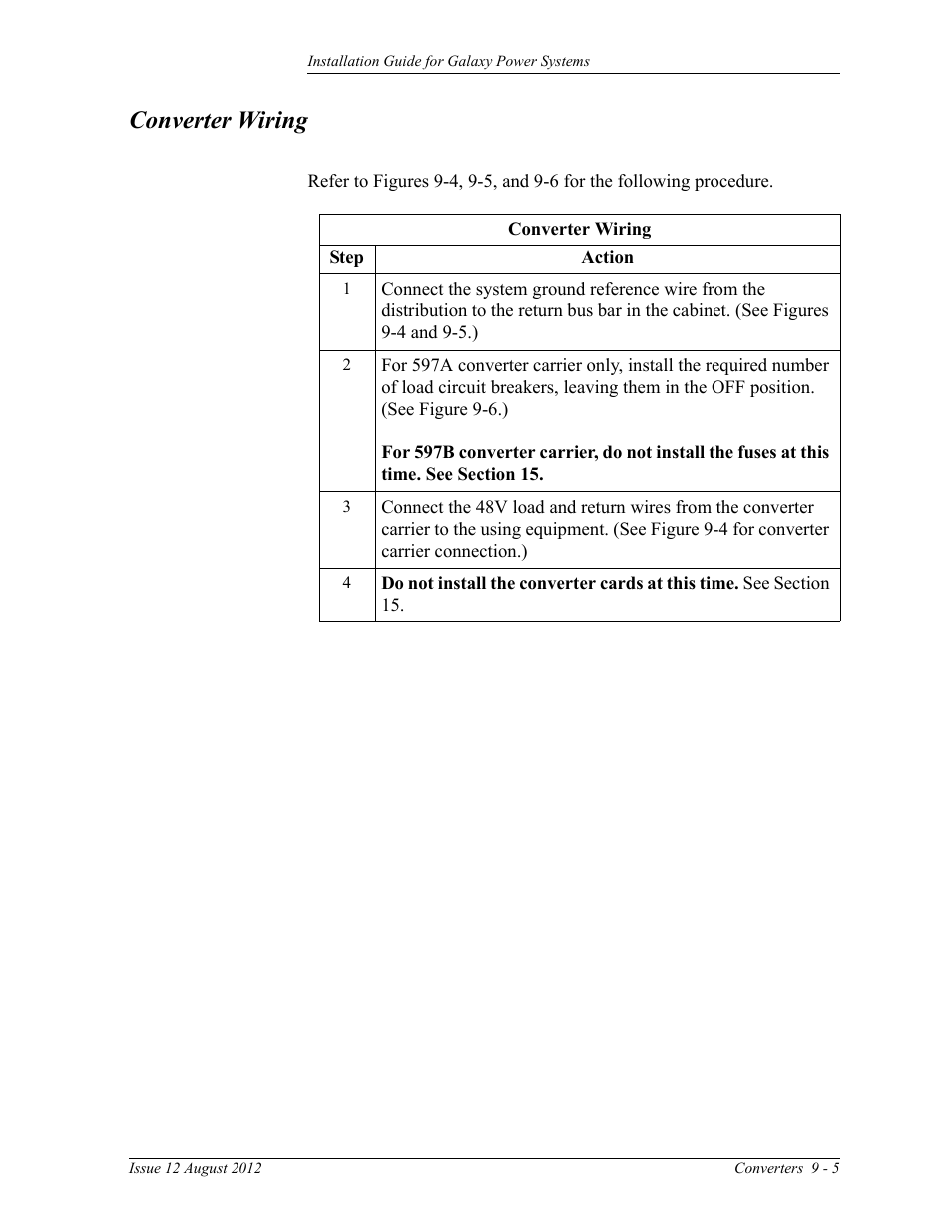 Converter wiring | GE Industrial Solutions Galaxy Power Systems User Manual | Page 139 / 220
