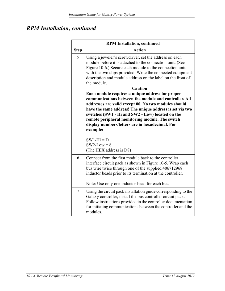Rpm installation, continued | GE Industrial Solutions Galaxy Power Systems User Manual | Page 146 / 220