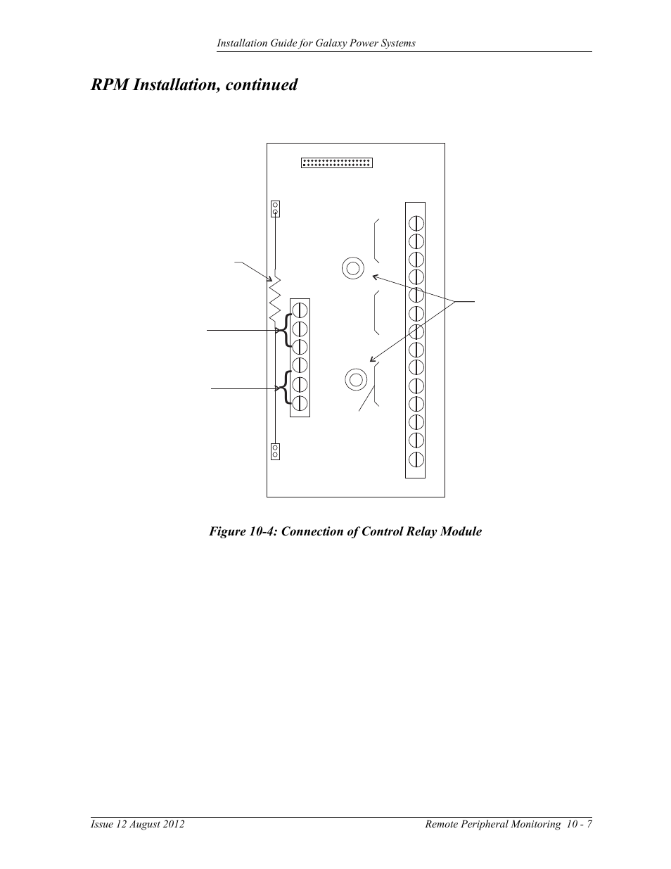 Figure 10-4: connection of control relay module, Rpm installation, continued, Tb102 | Tb101 | GE Industrial Solutions Galaxy Power Systems User Manual | Page 149 / 220