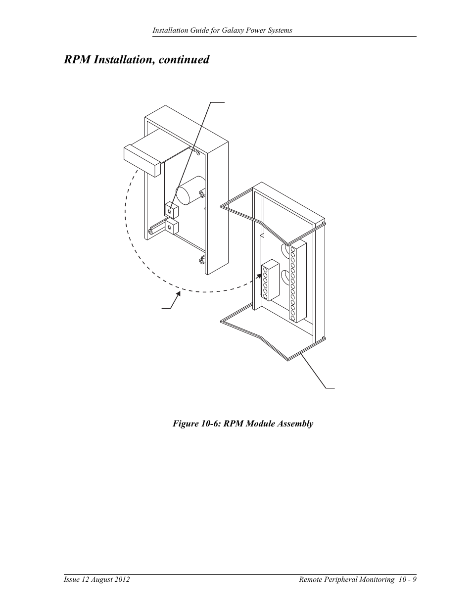 Figure 10-6: rpm module assembly, Rpm installation, continued | GE Industrial Solutions Galaxy Power Systems User Manual | Page 151 / 220