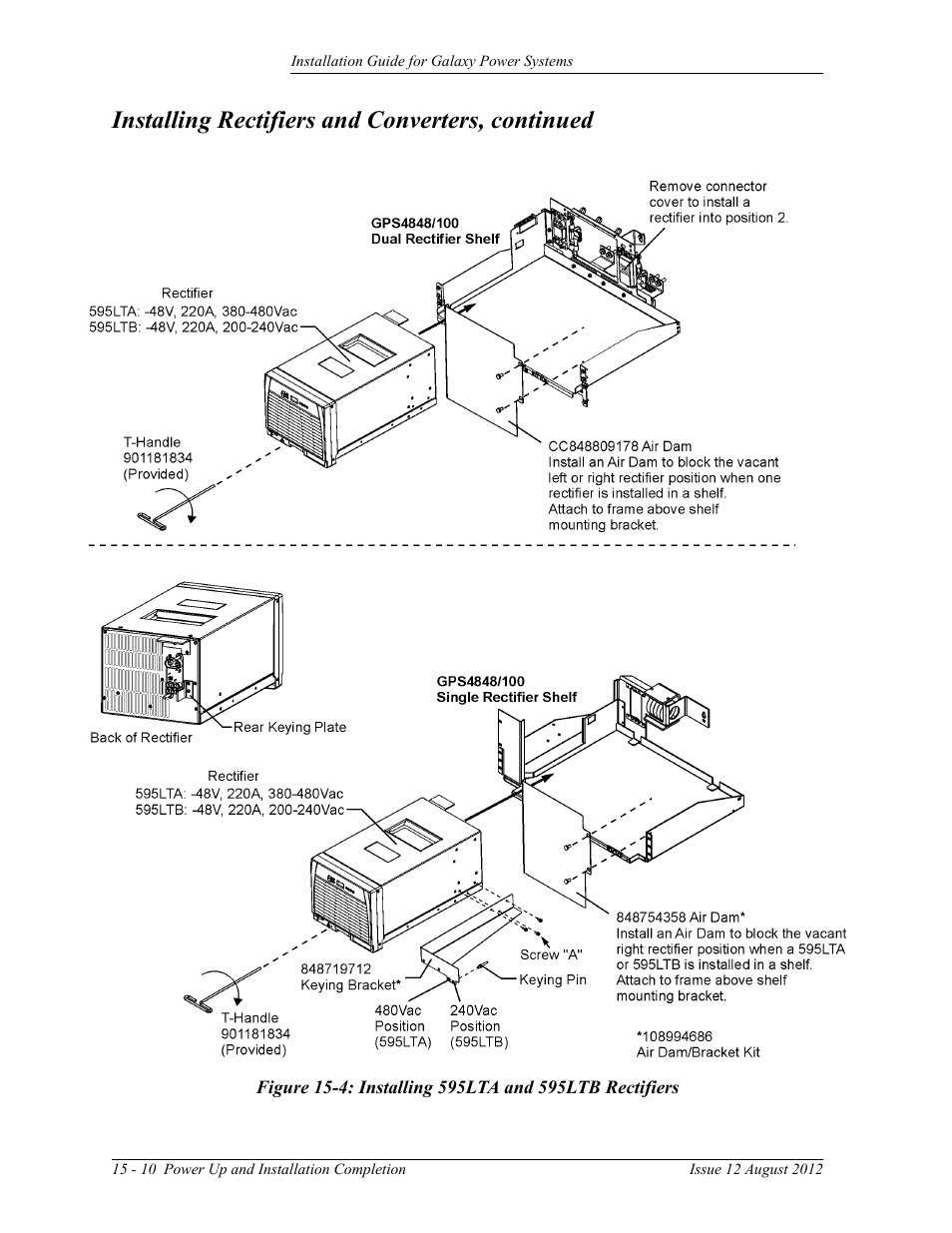 Installing rectifiers and converters, continued | GE Industrial Solutions Galaxy Power Systems User Manual | Page 194 / 220