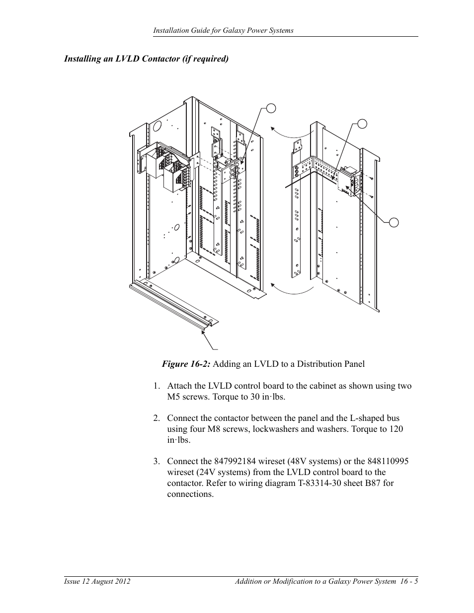 Installing an lvld contactor (if required) | GE Industrial Solutions Galaxy Power Systems User Manual | Page 215 / 220