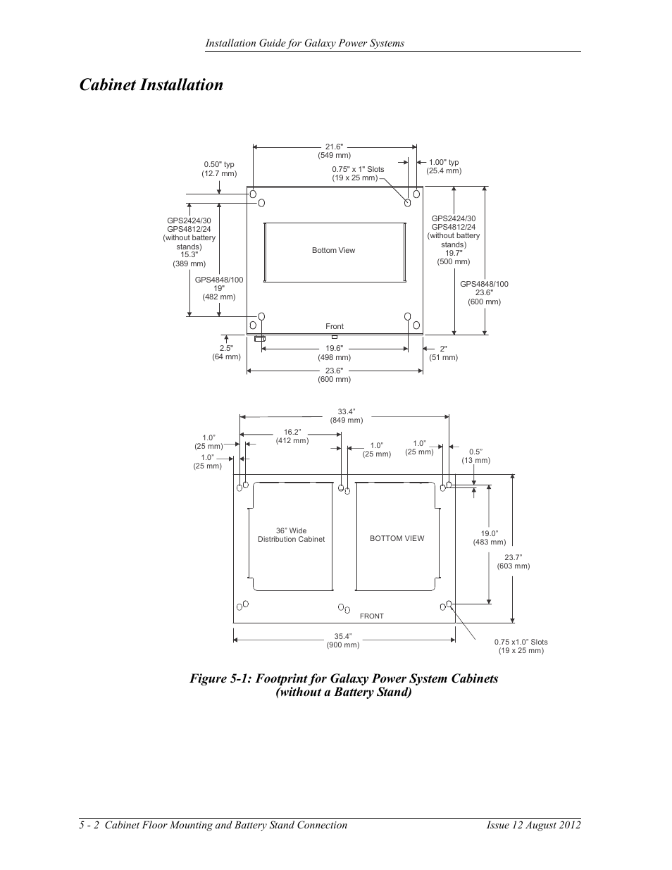 Cabinet installation, Without a battery stand) | GE Industrial Solutions Galaxy Power Systems User Manual | Page 48 / 220