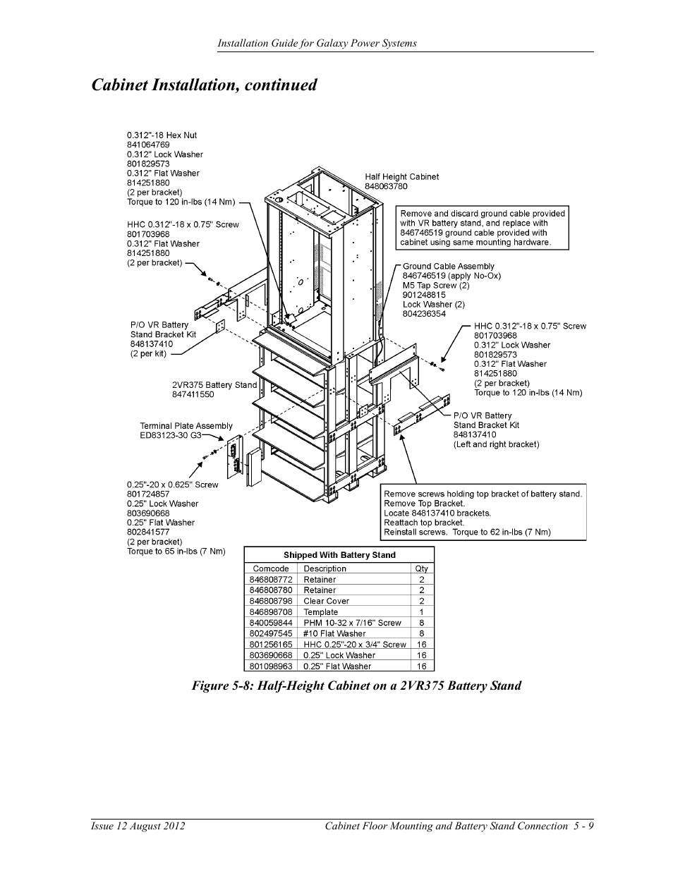 Cabinet installation, continued | GE Industrial Solutions Galaxy Power Systems User Manual | Page 55 / 220