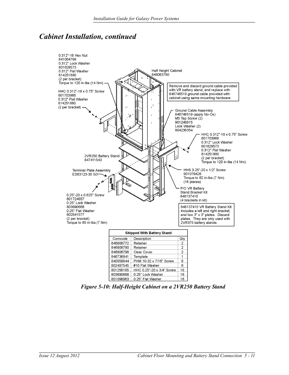 Cabinet installation, continued | GE Industrial Solutions Galaxy Power Systems User Manual | Page 57 / 220