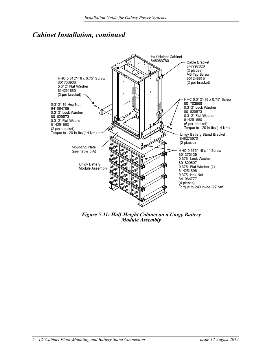 Module assembly, Cabinet installation, continued | GE Industrial Solutions Galaxy Power Systems User Manual | Page 58 / 220