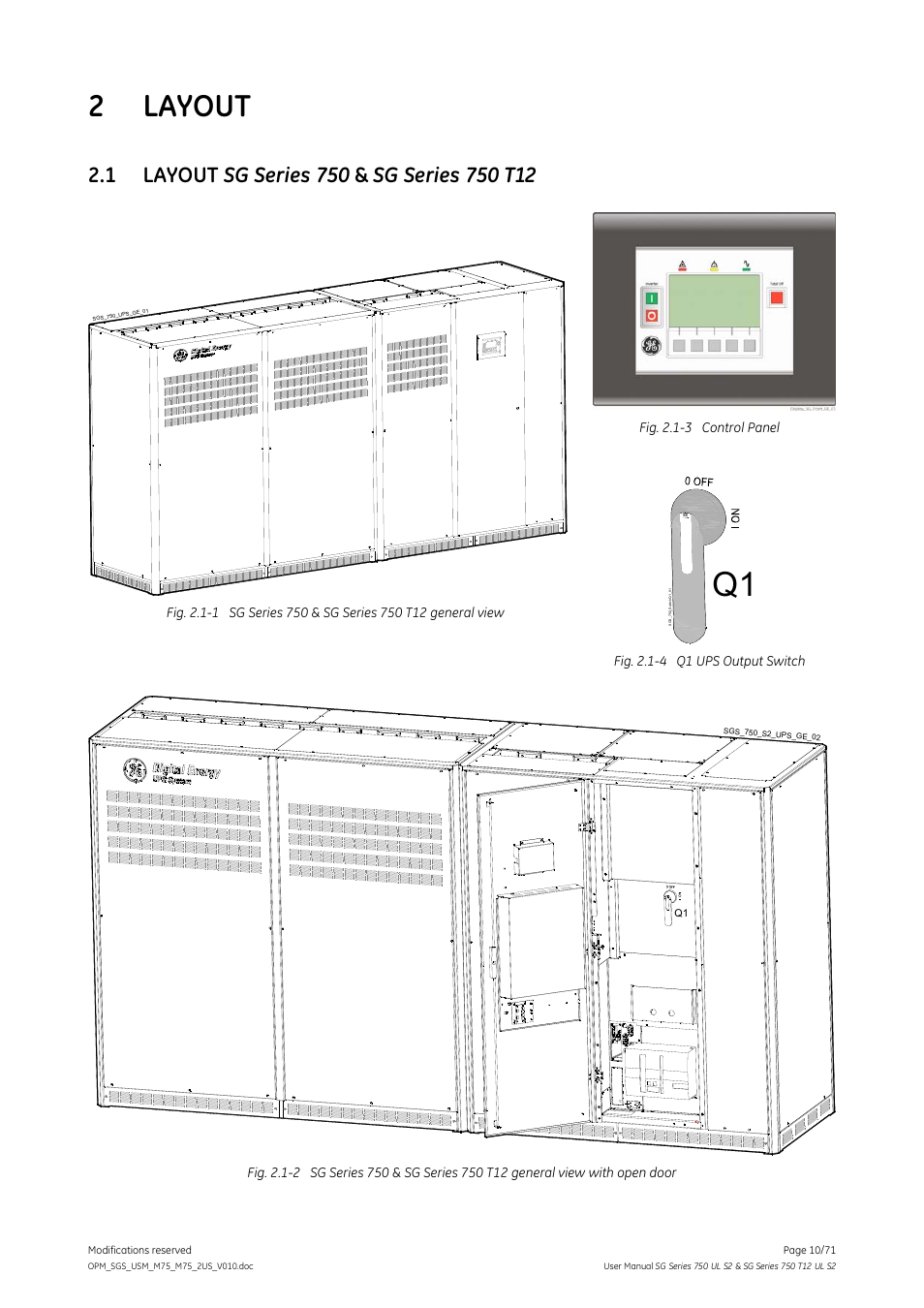 2 layout, 1 layout sg series 750 & sg series 750 t12, Layout | Layout sg series 750 & sg series 750 t12 | GE Industrial Solutions SG Series 750 T12 UL S2 User Manual User Manual | Page 10 / 71