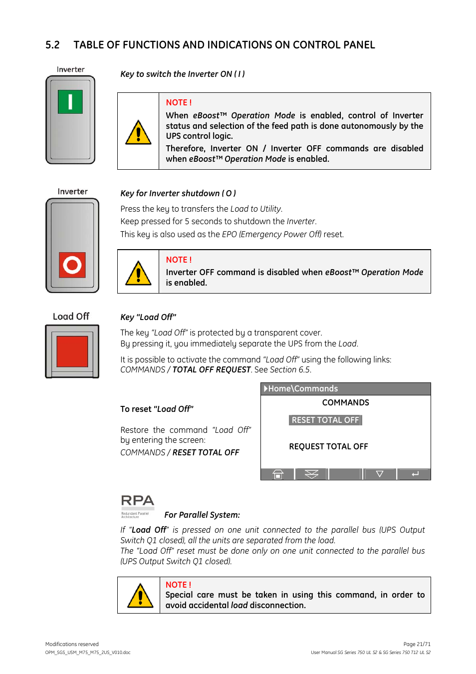 GE Industrial Solutions SG Series 750 T12 UL S2 User Manual User Manual | Page 21 / 71