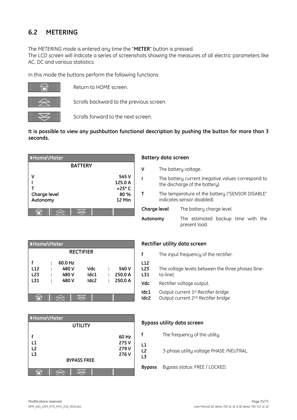 2 metering, Metering | GE Industrial Solutions SG Series 750 T12 UL S2 User Manual User Manual | Page 25 / 71