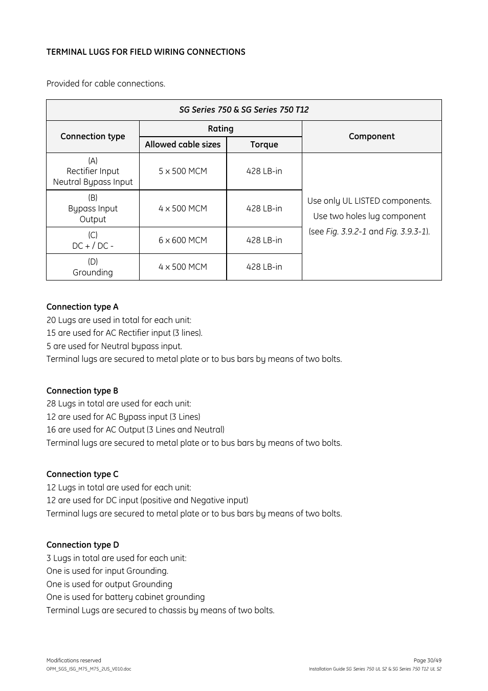 GE Industrial Solutions SG Series 750 T12 UL S2 Installation Guide User Manual | Page 30 / 49