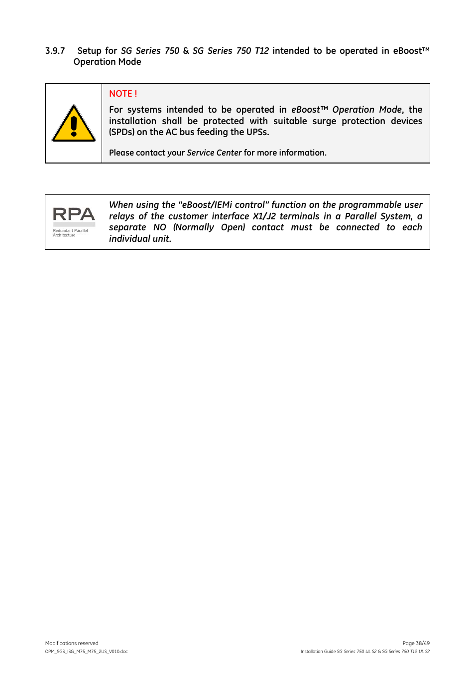 GE Industrial Solutions SG Series 750 T12 UL S2 Installation Guide User Manual | Page 38 / 49