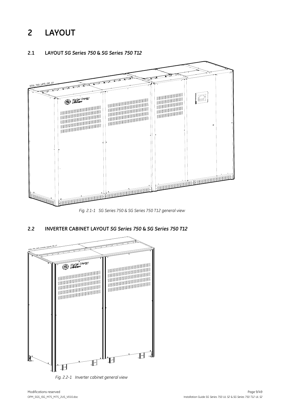 2 layout, 1 layout sg series 750 & sg series 750 t12, Layout | Layout sg series 750 & sg series 750 t12, 2layout | GE Industrial Solutions SG Series 750 T12 UL S2 Installation Guide User Manual | Page 9 / 49