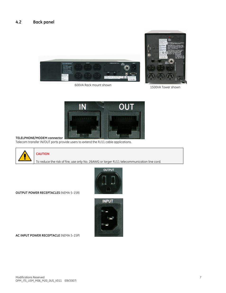 2 back panel | GE Industrial Solutions IT Series 600-2000VA User Manual | Page 11 / 31
