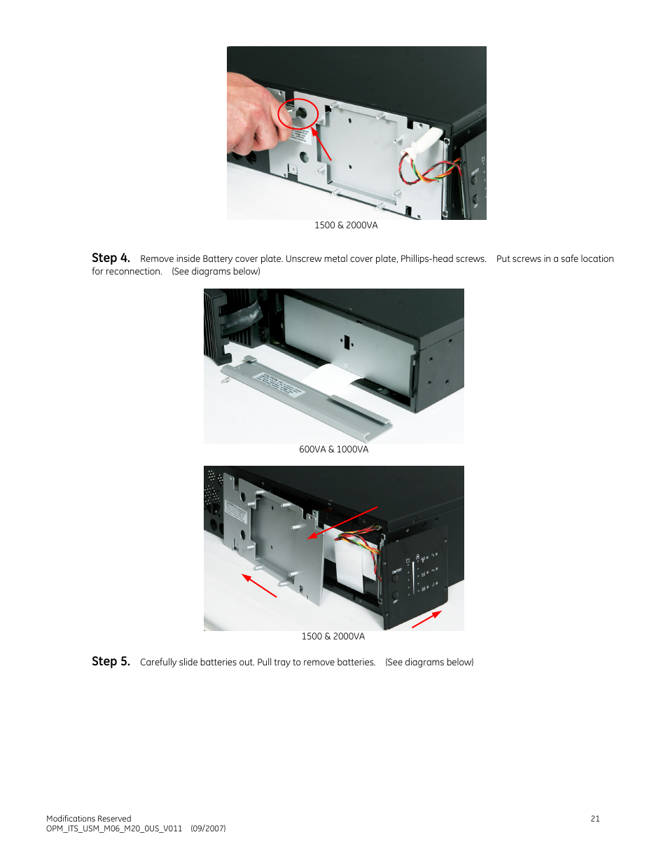 Step 4, Step 5 | GE Industrial Solutions IT Series 600-2000VA User Manual | Page 25 / 31