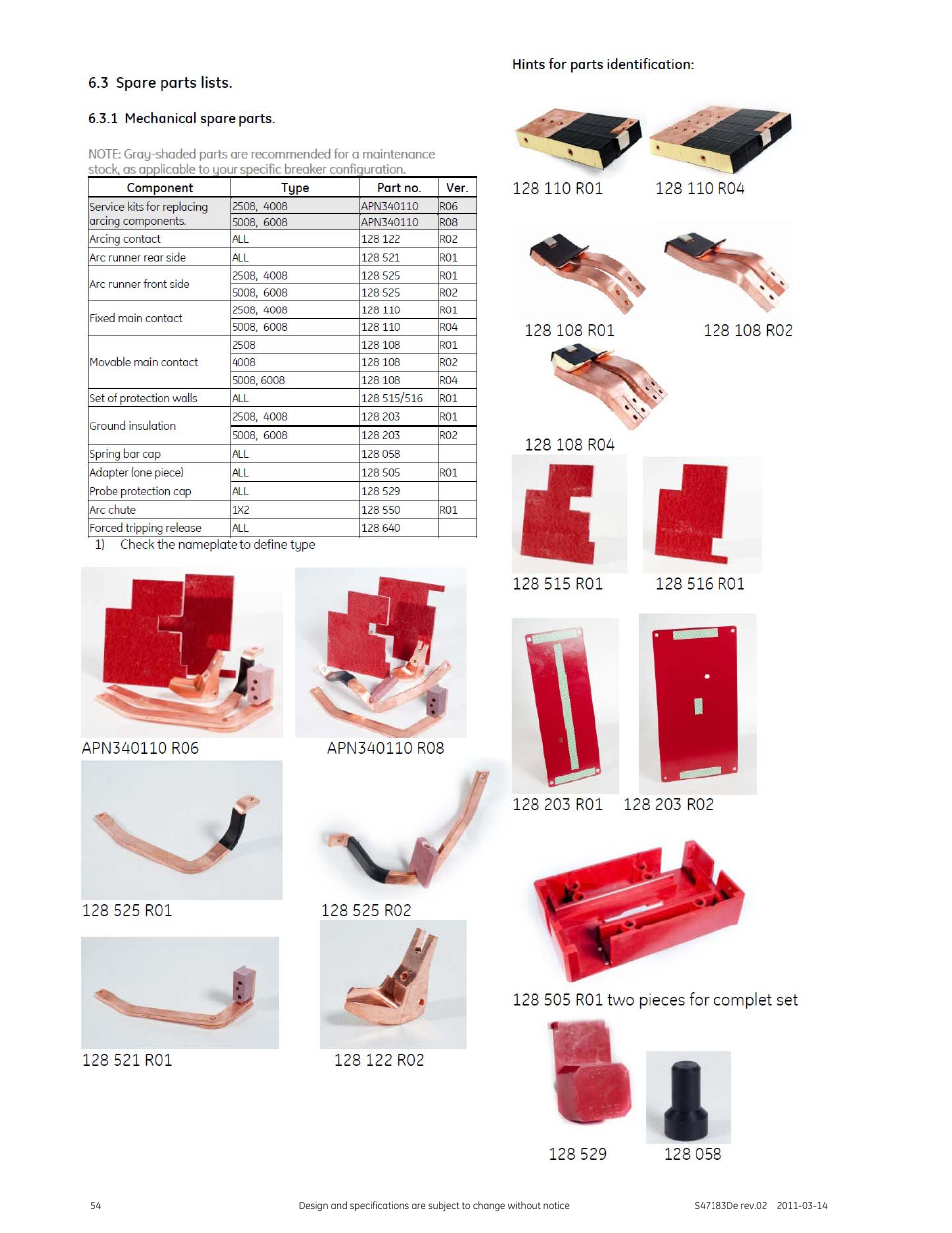 GE Industrial Solutions GERAPID 2508, 4008, 5008, 6008 WITH ARC CHUTE 1X2 User Manual | Page 54 / 60