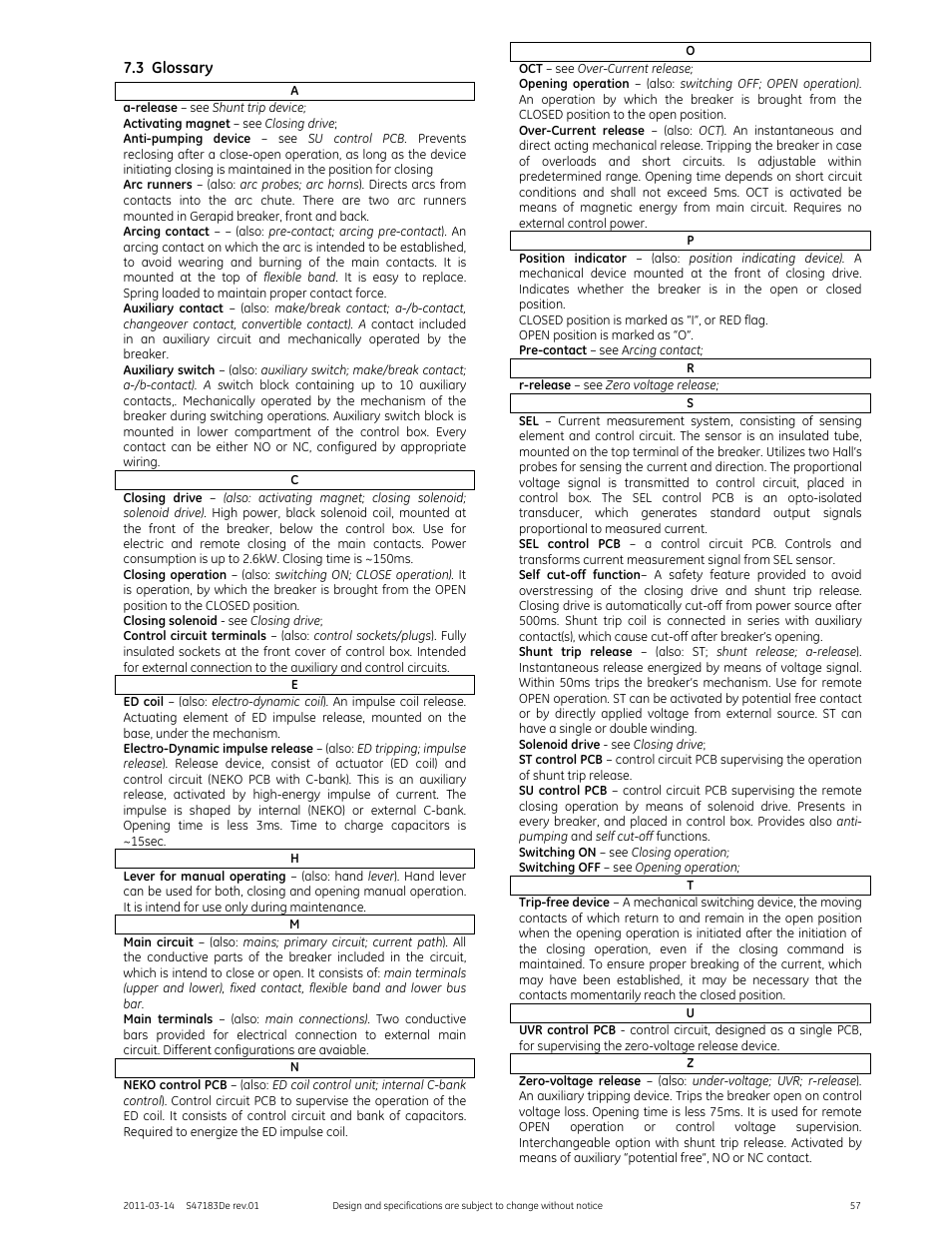 GE Industrial Solutions GERAPID 2508, 4008, 5008, 6008 WITH ARC CHUTE 1X2 User Manual | Page 57 / 60