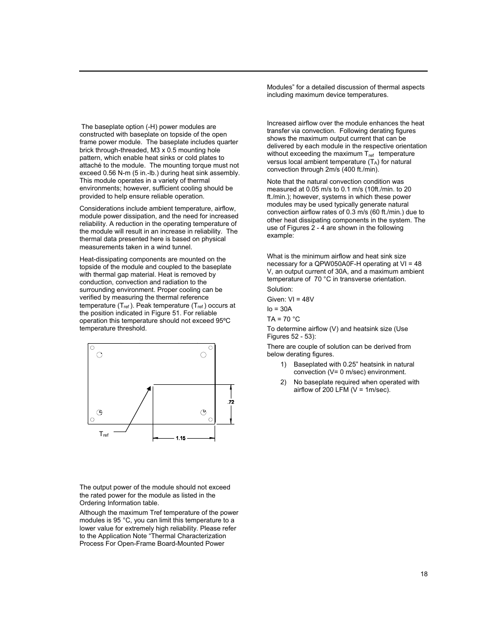 Thermal considerations with baseplate | GE Industrial Solutions QPW050-060 Series User Manual | Page 18 / 24
